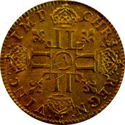 France Louis D'or Louis XIV 1655 A KM# 157.1 CHRS REGN VINC IMP A LL coin reverse France Louis D'or Louis XIV 1655 A KM# 157.1 CHRS REGN VINC IMP A LL coin reverse