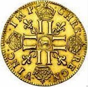 France Louis D'or Louis XIV 1665 Cow KM# 200.11 CHRS REGN VINC IMP LL LL LL LL coin reverse France Louis D'or Louis XIV 1665 Cow KM# 200.11 CHRS REGN VINC IMP LL LL LL LL coin reverse