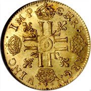 France Louis D'or Louis XIV 1670 D KM# 200.3 CHRS REGN VINC IMP D LL coin reverse France Louis D'or Louis XIV 1670 D KM# 200.3 CHRS REGN VINC IMP D LL coin reverse