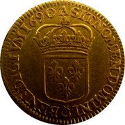 France Louis D'or Louis XIV 1690 A KM# 278.1 SIT NOMEN DOMINI BENEDICTVM 1690 A coin reverse
