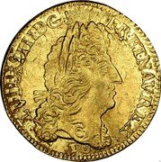 France Louis D'or Louis XIV 1690 Crowned M KM# 278.21 LVD XIIII D G FR ET NAV REX coin obverse