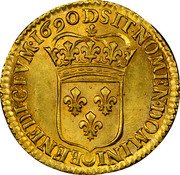 France Louis D'or Louis XIV 1690 D KM# 278.3 SIT NOMEN DOMINI BENEDICTVM 1690 D coin reverse