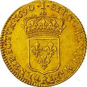 France Louis D'or Louis XIV 1690 I KM# 278.7 SIT NOMEN DOMINI BENEDICTVM 1690 I coin reverse