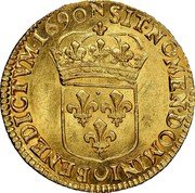 France Louis D'or Louis XIV 1690 N KM# 278.11 SIT NOMEN DOMINI BENEDICTVM 1690 N coin reverse