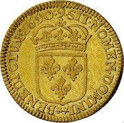 France Louis D'or Louis XIV 1690 Numeral 9 KM# 278.19 SIT NOMEN DOMINI BENEDICTVM 1690 9 coin reverse