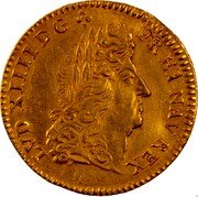 France Louis D'or Louis XIV 1690 S KM# 278.15 LVD XIIII D G FR ET NAV REX coin obverse