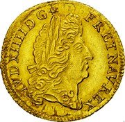 France Louis D'or Louis XIV 1691 B KM# 278.2 LVD XIIII D G FR ET NAV REX coin obverse