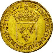 France Louis D'or Louis XIV 1691 B KM# 278.2 SIT NOMEN DOMINI BENEDICTVM 1691 B coin reverse