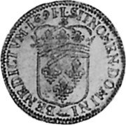 France Louis D'or Louis XIV 1691 L KM# 278.9 SIT NOMEN DOMINI BENEDICTVM 1691 L coin reverse