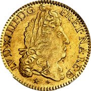 France Louis D'or Louis XIV 1692 KM# 279 LVD XIIII D G FR ET NA RE BD coin obverse