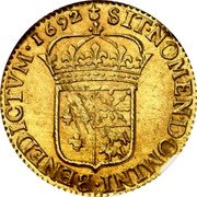France Louis D'or Louis XIV 1692 KM# 279 SIT NOMEN DOMINI BENEDICTVM 1693 coin reverse