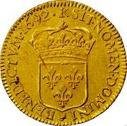 France Louis D'or Louis XIV 1692 K KM# 278.8 SIT NOMEN DOMINI BENEDICTVM 1692 K coin reverse