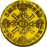 France Louis D'or Louis XIV 1693 B KM# 302.3 CHRS REGN VINC IMP B L L L L coin reverse France Louis D'or Louis XIV 1693 B KM# 302.3 CHRS REGN VINC IMP B L L L L coin reverse