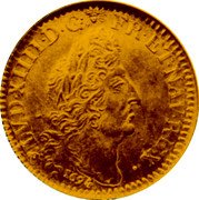 France Louis D'or Louis XIV 1694 BB KM# 302.4 LVD XIIII D G FR ET NAV REX 1694 coin obverse France Louis D'or Louis XIV 1694 BB KM# 302.4 LVD XIIII D G FR ET NAV REX 1694 coin obverse
