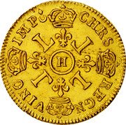 France Louis D'or Louis XIV 1694 H KM# 302.9 CHRS REGN VINC IMP H L L L L coin reverse France Louis D'or Louis XIV 1694 H KM# 302.9 CHRS REGN VINC IMP H L L L L coin reverse