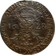 France Patagon Louise Marguerite 1628 KM# 64 MONETA ARGENTEA CASTRO REGINALDI C 16 28 coin reverse