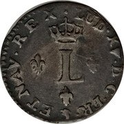 France Sol Louis XV 1739 Back to back C’s KM# 501.14 LUD XV D G FR ET NAV REX L coin obverse France Sol Louis XV 1739 Back to back C’s KM# 501.14 LUD XV D G FR ET NAV REX L coin obverse