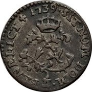 France Sol Louis XV 1739 Back to back C’s KM# 501.14 SIT NOMEN DOM CC BENEDICT 1739 coin reverse France Sol Louis XV 1739 Back to back C’s KM# 501.14 SIT NOMEN DOM CC BENEDICT 1739 coin reverse