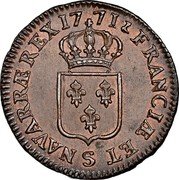 France Sol Louis XV 1771 S KM# 545.10 FRANCIÆ ET S NAVARRÆ REX 17 71 coin reverse France Sol Louis XV 1771 S KM# 545.10 FRANCIÆ ET S NAVARRÆ REX 17 71 coin reverse