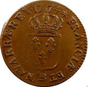 France Sol Louis XV 1774 BB KM# 545.4 FRANCIÆ ET BB NAVARRÆ REX 1774 coin reverse France Sol Louis XV 1774 BB KM# 545.4 FRANCIÆ ET BB NAVARRÆ REX 1774 coin reverse