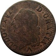 France Sol Louis XVI 1780 W KM# 578.16 LUDOV XVI D GRATIA coin obverse France Sol Louis XVI 1780 W KM# 578.16 LUDOV XVI D GRATIA coin obverse