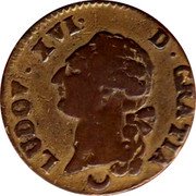 France Sol Louis XVI 1781 AA KM# 578.2 LUDOV XVI D GRATIA coin obverse France Sol Louis XVI 1781 AA KM# 578.2 LUDOV XVI D GRATIA coin obverse