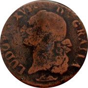 France Sol Louis XVI 1782 & Mintage included in KM#585 KM# 578.17 LUDOV XVI D GRATIA coin obverse