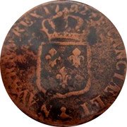 France Sol Louis XVI 1782 & Mintage included in KM#585 KM# 578.17 FRANCIÆ ET & NAVARRÆ REX 17 82 coin reverse