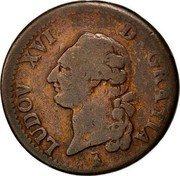 France Sol Louis XVI 1784 T KM# 578.15 LUDOV XVI D GRATIA coin obverse