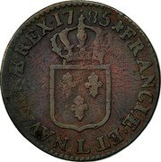 France Sol Louis XVI 1785 L KM# 578.9 FRANCIÆ ET L NAVARRÆ REX 17 85 coin reverse