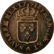 France Sol Louis XVI 1791 A (he) KM# 578.1 FRANCIÆ ET A NAVARRÆ REX 17 91 coin reverse