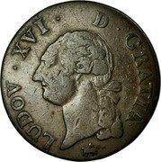 France Sol Louis XVI 1791 B Mintage included in KM#586.3 KM# 578.3 LUDOV XVI D GRATIA coin obverse France Sol Louis XVI 1791 B Mintage included in KM#586.3 KM# 578.3 LUDOV XVI D GRATIA coin obverse