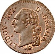 France Sol Louis XVI 1791 D KM# 578.5 LUDOV XVI D GRATIA coin obverse France Sol Louis XVI 1791 D KM# 578.5 LUDOV XVI D GRATIA coin obverse