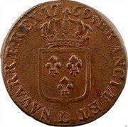 France Sol (Louis XV) KM# 545.5 FRANCIÆ ET D NAVARRÆ REX 17 69 coin reverse France Sol (Louis XV) KM# 545.5 FRANCIÆ ET D NAVARRÆ REX 17 69 coin reverse
