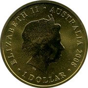 Australia 1 Dollar 150 Years of Australian Football 2008 P ELIZABETH II ∙ AUSTRALIA 2008 ∙ 1 DOLLAR ∙ coin obverse Australia 1 Dollar 150 Years of Australian Football 2008 P ELIZABETH II ∙ AUSTRALIA 2008 ∙ 1 DOLLAR ∙ coin obverse