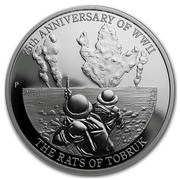 Australia 1 Dollar 75th Anniv of WWII - Rats of Tobruk 2016 75TH ANNIVERSARY OF WWII THE RATS OF TOBRUK 1 OZ 999 SILVER P JM coin reverse Australia 1 Dollar 75th Anniv of WWII - Rats of Tobruk 2016 75TH ANNIVERSARY OF WWII THE RATS OF TOBRUK 1 OZ 999 SILVER P JM coin reverse