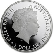 Australia 1 Dollar Australian Kangaroo 2010 F15 Privy Mark KM# 1762 ELIZABETH II AUSTRALIA 2011 1 DOLLAR IRB coin obverse Australia 1 Dollar Australian Kangaroo 2010 F15 Privy Mark KM# 1762 ELIZABETH II AUSTRALIA 2011 1 DOLLAR IRB coin obverse