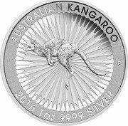 Australia 1 Dollar Kangaroo 2016 P AUSTRALIAN KANGAROO 2017 1 OZ 9999 SILVER P coin reverse Australia 1 Dollar Kangaroo 2016 P AUSTRALIAN KANGAROO 2017 1 OZ 9999 SILVER P coin reverse