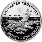Australia 1 Dollar Saltwater Crocodile - Monty 2016 Frosted Unc SALTWATER CROCODILE 1 OZ .999 AG MONTY - ONE DOLLAR TD coin reverse Australia 1 Dollar Saltwater Crocodile - Monty 2016 Frosted Unc SALTWATER CROCODILE 1 OZ .999 AG MONTY - ONE DOLLAR TD coin reverse
