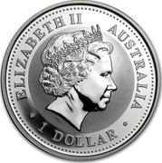 Australia 1 Dollar Year of the Snake 2001 KM# 536 ELIZABETH II AUSTRALIA 1 DOLLAR IRB coin obverse Australia 1 Dollar Year of the Snake 2001 KM# 536 ELIZABETH II AUSTRALIA 1 DOLLAR IRB coin obverse