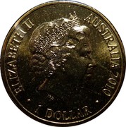 Australia 1 Dollar Year of the Tiger 2010 KM# 1659 ELIZABETH II AUSTRALIA 2010 IRB 1 DOLLAR coin obverse