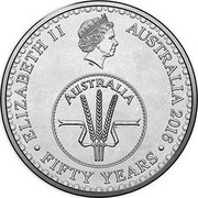 Australia 10 C 50th Anniversary of Decimal Currency 2016  ELIZABETH II AUSTRALIA 2016 FIFTY YEARS AUSTRALIA IRB coin obverse Australia 10 C 50th Anniversary of Decimal Currency 2016  ELIZABETH II AUSTRALIA 2016 FIFTY YEARS AUSTRALIA IRB coin obverse