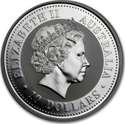 Australia 10 Dollars Australian Kookaburra 2002 KM# 603 ELIZABETH II AUSTRALIA 10 DOLLARS IRB coin obverse Australia 10 Dollars Australian Kookaburra 2002 KM# 603 ELIZABETH II AUSTRALIA 10 DOLLARS IRB coin obverse