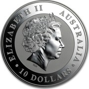 Australia 10 Dollars Australian Kookaburra 2010 KM# 1360 ELIZABETH II AUSTRALIA 10 DOLLARS IRB coin obverse Australia 10 Dollars Australian Kookaburra 2010 KM# 1360 ELIZABETH II AUSTRALIA 10 DOLLARS IRB coin obverse