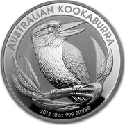 Australia 10 Dollars Kookaburra on a branch 2012 KM# 1693 AUSTRALIAN KOOKABURRA 2012 10 OZ 999 SILVER P coin reverse Australia 10 Dollars Kookaburra on a branch 2012 KM# 1693 AUSTRALIAN KOOKABURRA 2012 10 OZ 999 SILVER P coin reverse
