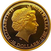 Australia 10 Dollars Year of the Dragon 2012 Proof KM# 1681 ELIZABETH II AUSTRALIA 2012 10 DOLLARS IRB coin obverse Australia 10 Dollars Year of the Dragon 2012 Proof KM# 1681 ELIZABETH II AUSTRALIA 2012 10 DOLLARS IRB coin obverse
