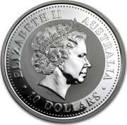 Australia 10 Dollars Year of the Horse 2002 KM# 583 ELIZABETH II AUSTRALIA 10 DOLLARS IRB coin obverse Australia 10 Dollars Year of the Horse 2002 KM# 583 ELIZABETH II AUSTRALIA 10 DOLLARS IRB coin obverse