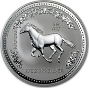 Australia 10 Dollars Year of the Horse 2002 KM# 583 2002 10 OZ 999 SILVER coin reverse Australia 10 Dollars Year of the Horse 2002 KM# 583 2002 10 OZ 999 SILVER coin reverse