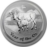 Australia 10 Dollars Year of the Ox 2009 KM# 1752 YEAR OF THE OX P coin reverse Australia 10 Dollars Year of the Ox 2009 KM# 1752 YEAR OF THE OX P coin reverse