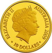 Australia 10 Dollars Year of the Ox 2009 Proof KM# 1079 ELIZABETH II AUSTRALIA 2009 10 DOLLARS IRB coin obverse Australia 10 Dollars Year of the Ox 2009 Proof KM# 1079 ELIZABETH II AUSTRALIA 2009 10 DOLLARS IRB coin obverse
